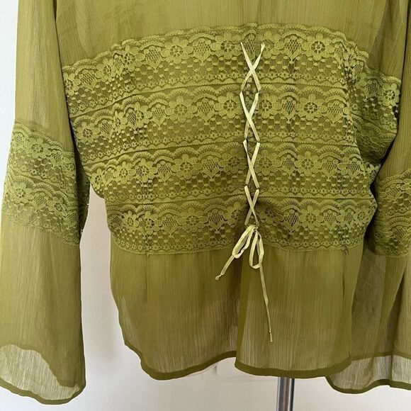 Dress you II 90s Y2K Beaded front crepe long sleeve blouse - Picture 6 of 16